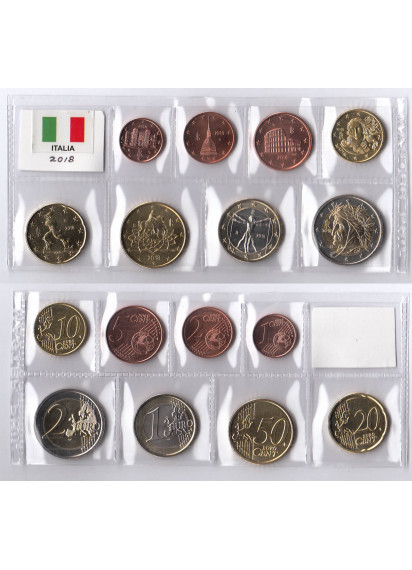 2018 - Serie 8 Monete Euro ITALIA Fior di Conio